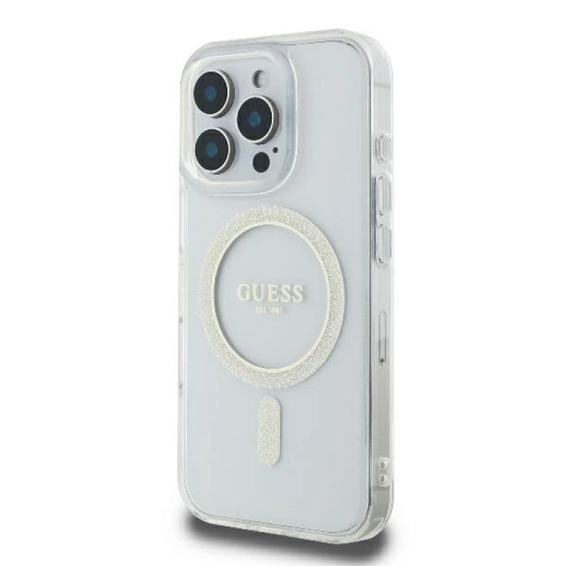 Guess GUHMP16LHFGERET iPhone 16 Pro 6.3" przeźroczysty/transparent hardcase IML Glitter Circle MagSafe - obrazek 2