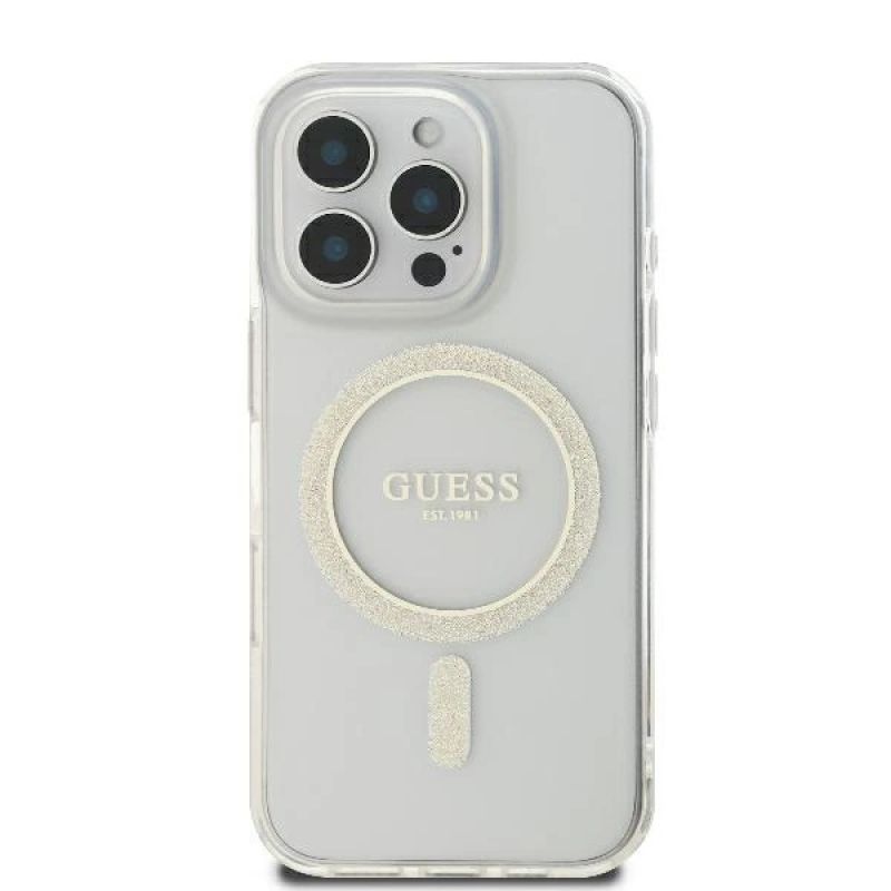 Guess GUHMP16LHFGERET iPhone 16 Pro 6.3" przeźroczysty/transparent hardcase IML Glitter Circle MagSafe - obrazek 3