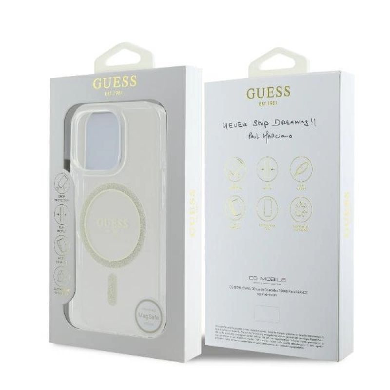 Guess GUHMP16LHFGERET iPhone 16 Pro 6.3" przeźroczysty/transparent hardcase IML Glitter Circle MagSafe - obrazek 8