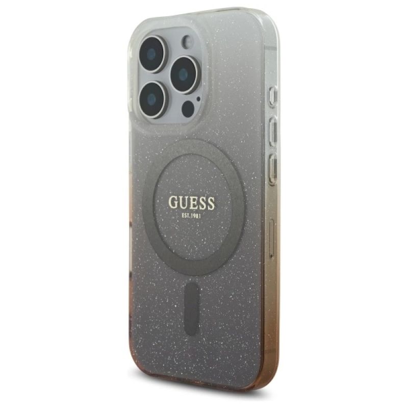 Etui Guess IML Glitter Gradient MagSafe na iPhone 16 Pro - brązowe - obrazek 2