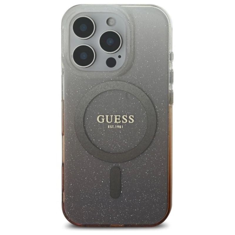 Etui Guess IML Glitter Gradient MagSafe na iPhone 16 Pro - brązowe - obrazek 3