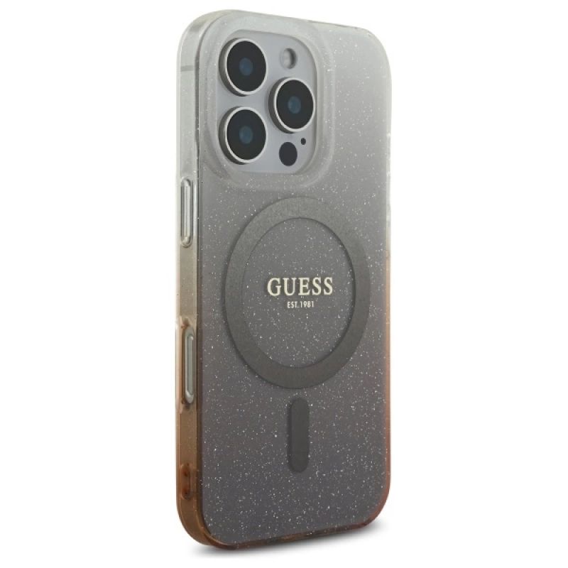 Etui Guess IML Glitter Gradient MagSafe na iPhone 16 Pro - brązowe - obrazek 4