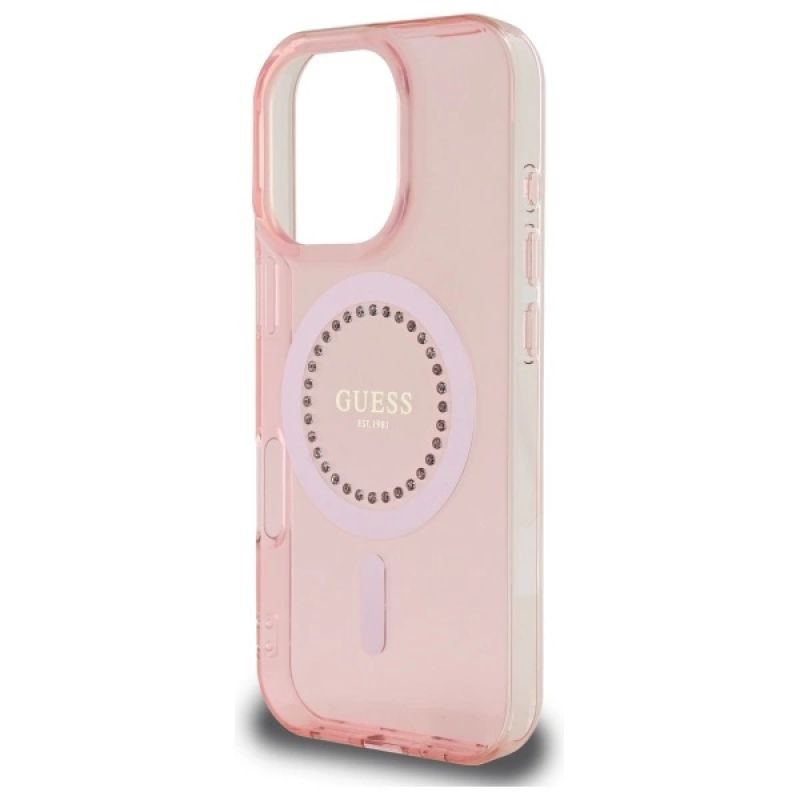 Etui Guess IML Rhinestones MagSafe na iPhone 16 Pro - różowe - obrazek 6
