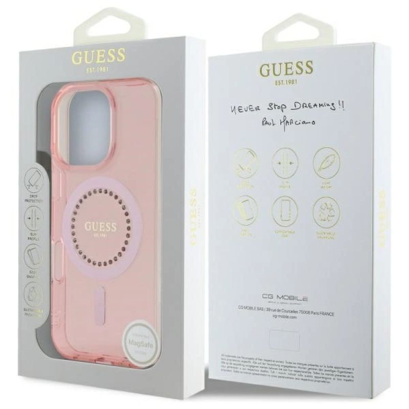 Etui Guess IML Rhinestones MagSafe na iPhone 16 Pro - różowe - obrazek 8