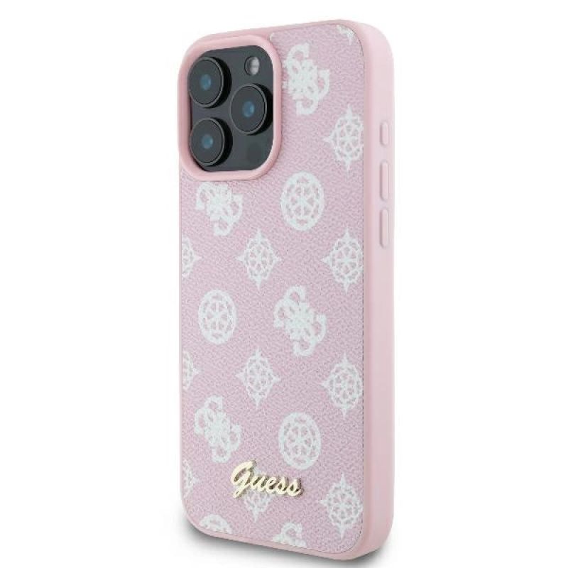 Etui Guess Peony Script Logo MagSafe na iPhone 16 Pro - różowe - obrazek 2