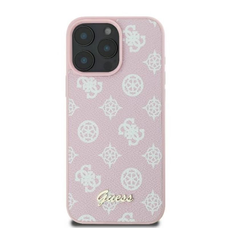 Etui Guess Peony Script Logo MagSafe na iPhone 16 Pro - różowe - obrazek 3