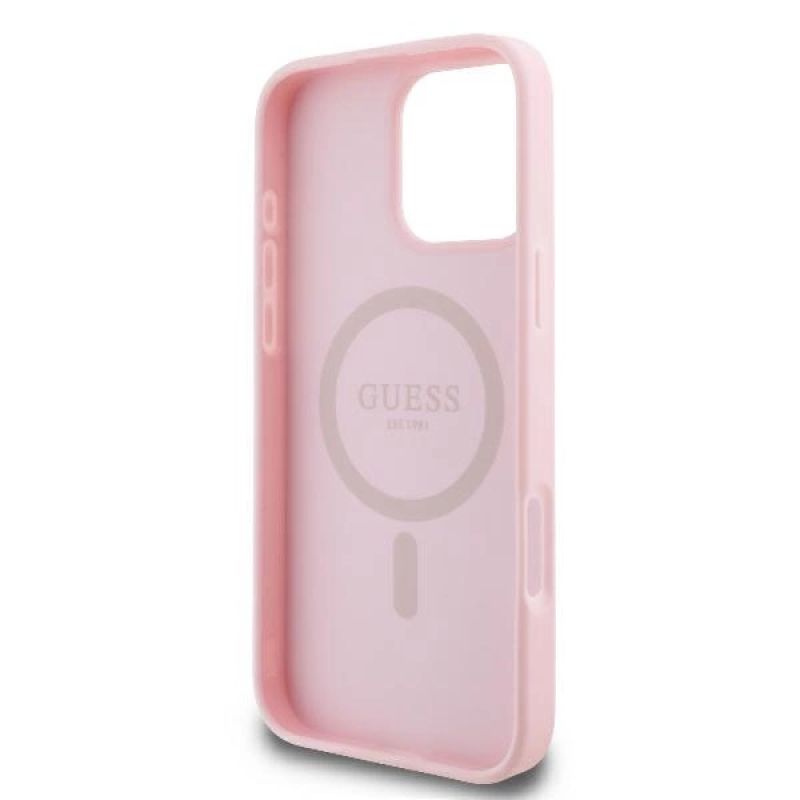 Etui Guess Peony Script Logo MagSafe na iPhone 16 Pro - różowe - obrazek 7