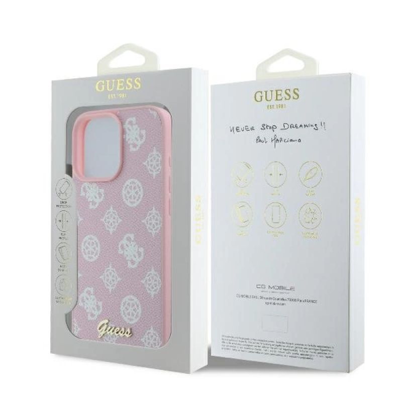 Etui Guess Peony Script Logo MagSafe na iPhone 16 Pro - różowe - obrazek 8