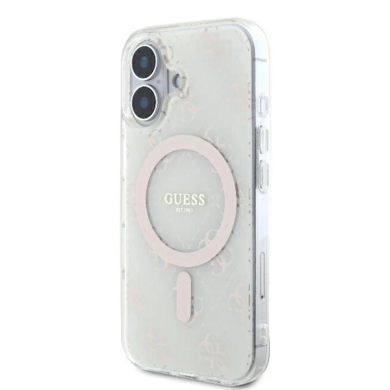 Etui Guess IML 4G Background MagSafe na iPhone 16 Plus - białe - obrazek 2