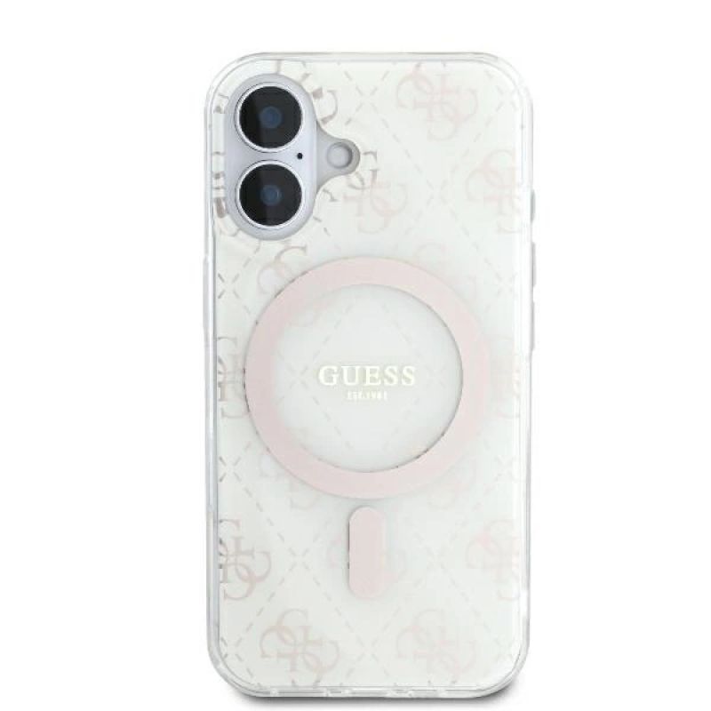 Etui Guess IML 4G Background MagSafe na iPhone 16 Plus - białe - obrazek 3