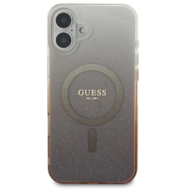 Etui Guess IML Glitter Gradient MagSafe na iPhone 16 Plus - brązowe - obrazek 3