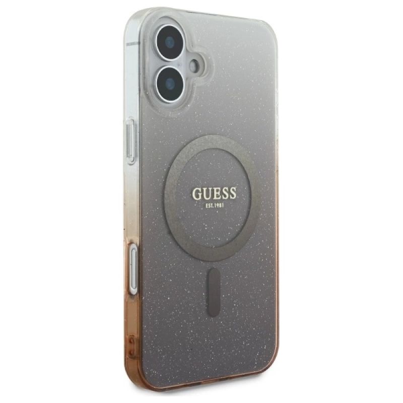 Etui Guess IML Glitter Gradient MagSafe na iPhone 16 Plus - brązowe - obrazek 4