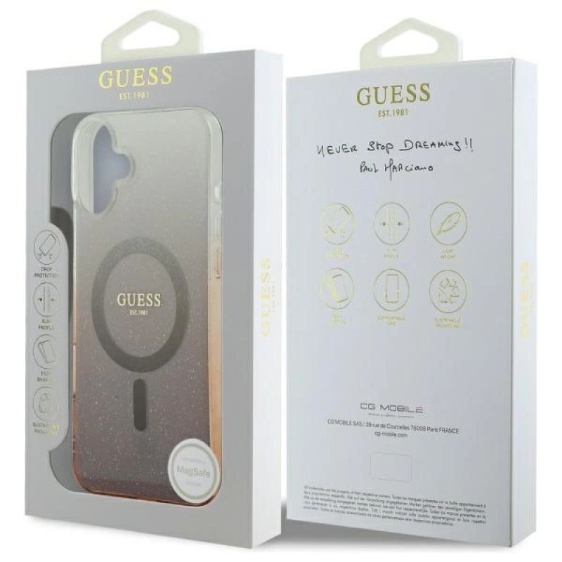 Etui Guess IML Glitter Gradient MagSafe na iPhone 16 Plus - brązowe - obrazek 7