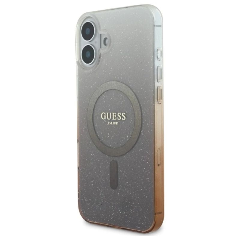 Etui Guess IML Glitter Gradient MagSafe na iPhone 16 - brązowe - obrazek 2
