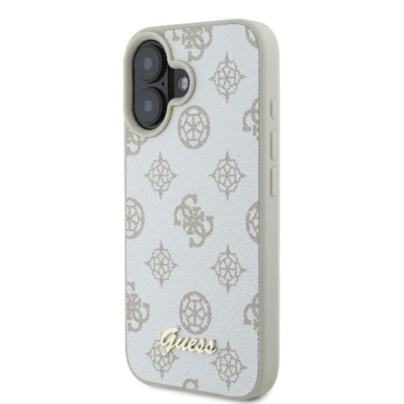 Etui Guess Peony Script Logo MagSafe na iPhone 16 - białe - obrazek 2