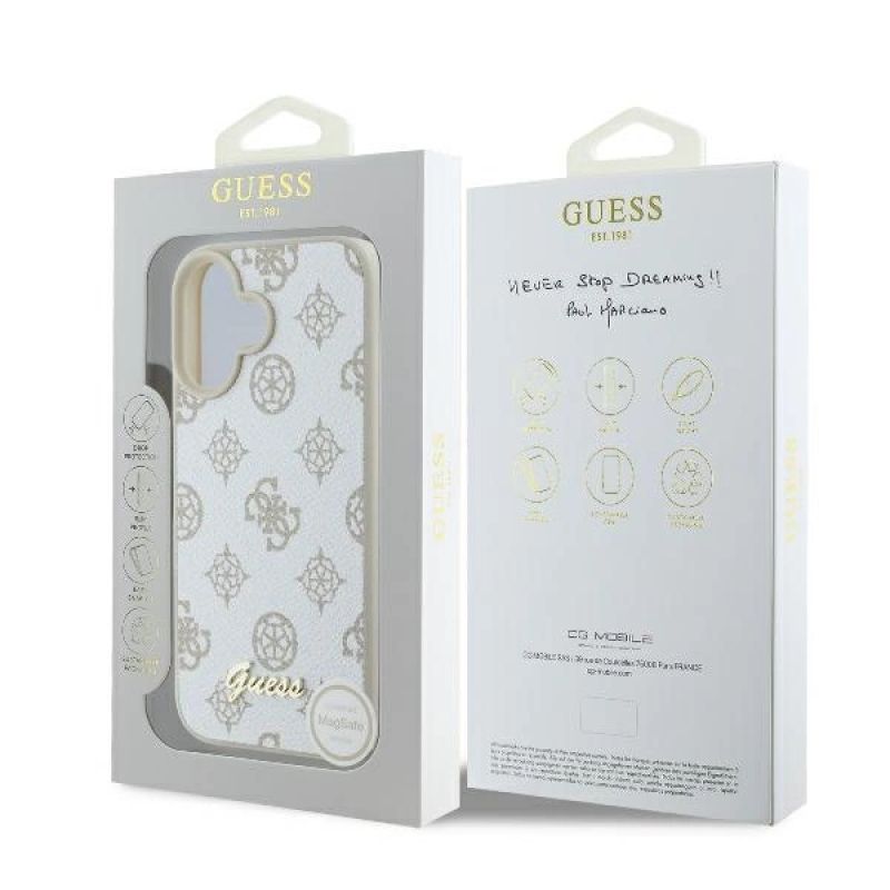 Etui Guess Peony Script Logo MagSafe na iPhone 16 - białe - obrazek 8