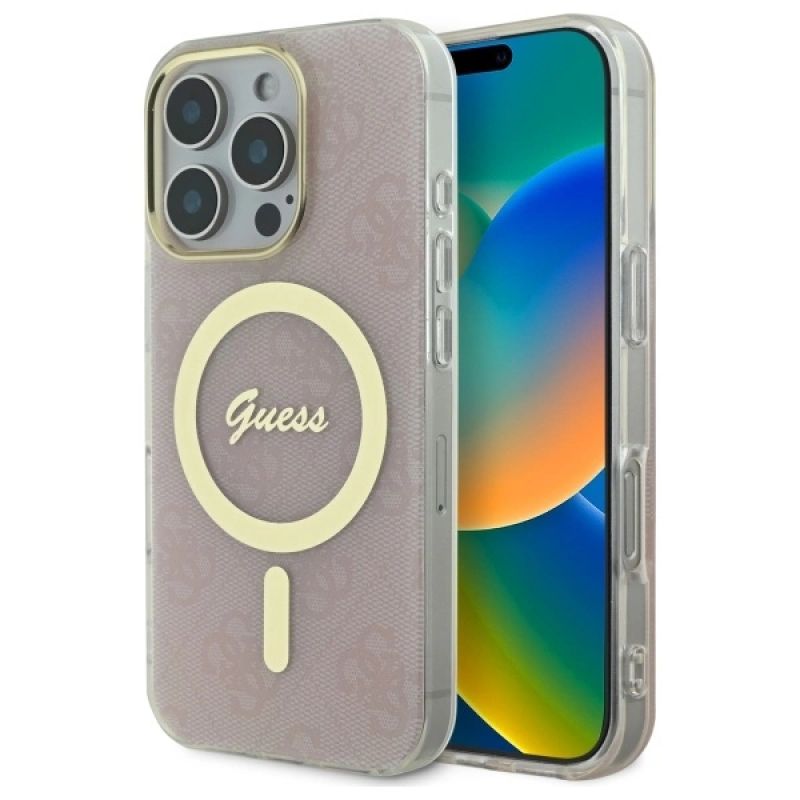 Etui Guess IML 4G MagSafe na iPhone 16 Pro Max - różowe