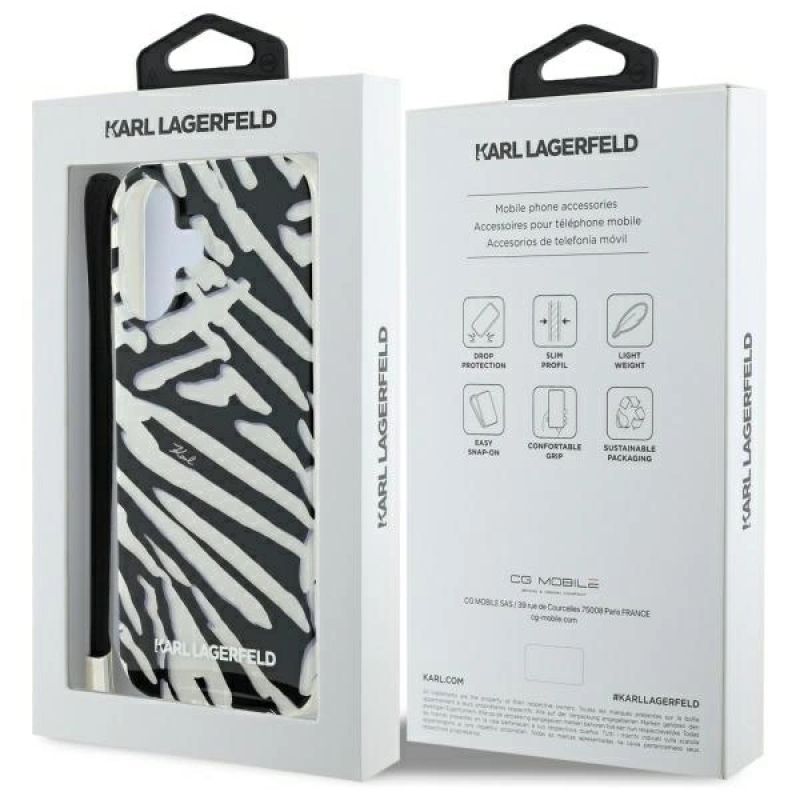 Etui Karl Lagerfeld IML Zebra Pattern & Cord na iPhone 16 - czarne - obrazek 7