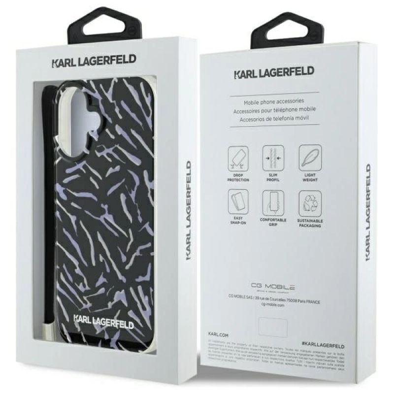 Etui Karl Lagerfeld Zebra With Cord na iPhone 16 - fioletowe - obrazek 7