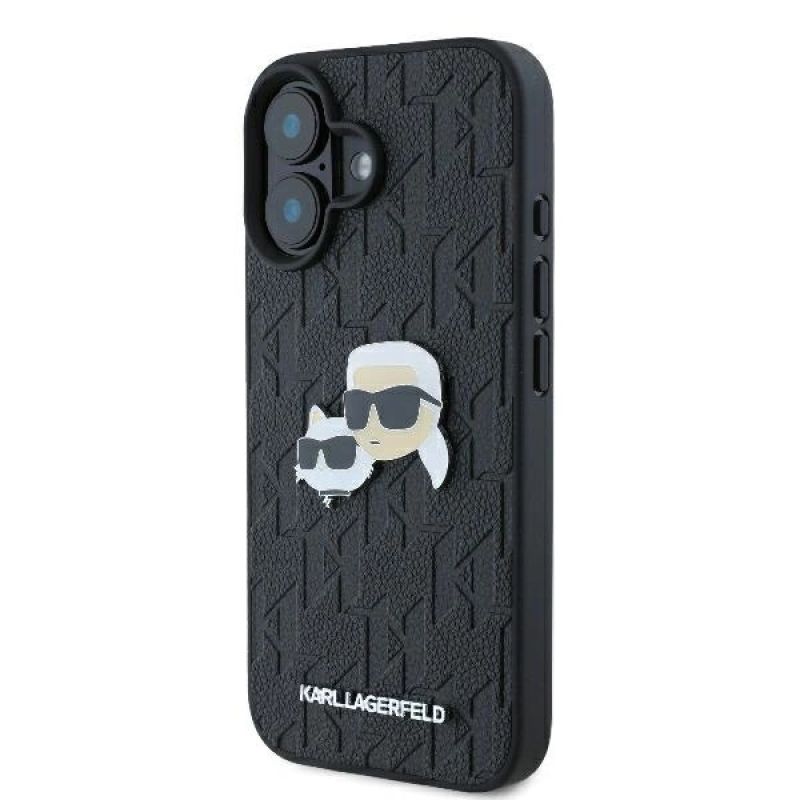 Etui Karl Lagerfeld Monogram Karl & Choupette Head Pin na iPhone 16 - czarne - obrazek 2