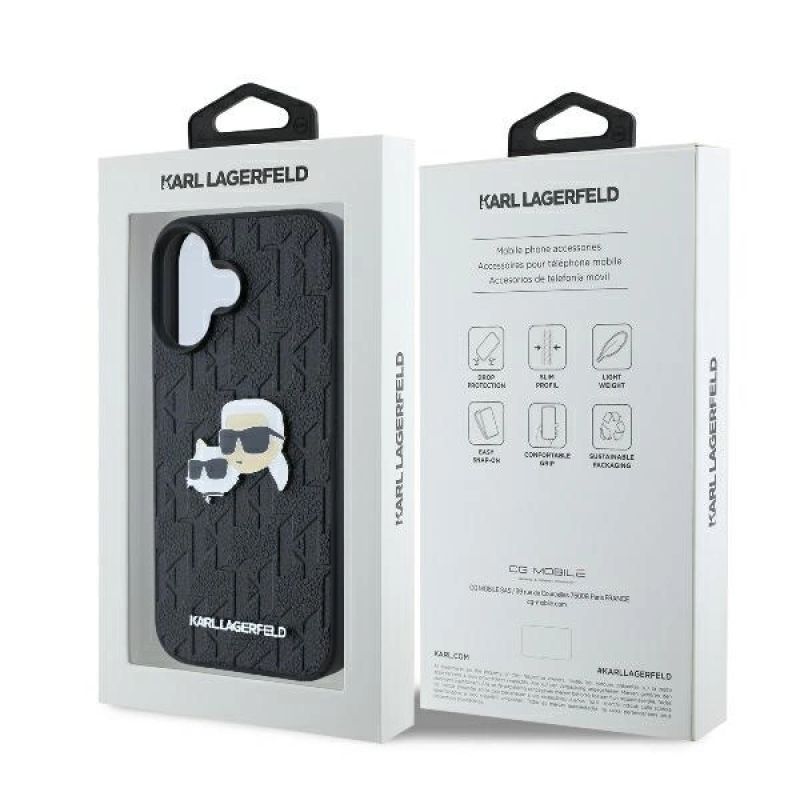 Etui Karl Lagerfeld Monogram Karl & Choupette Head Pin na iPhone 16 - czarne - obrazek 8