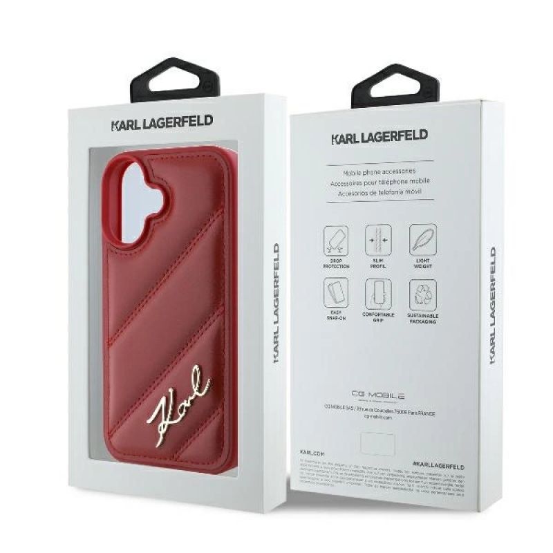 Etui Karl Lagerfeld Diagonal Quilted Script na iPhone 16 - czerwone - obrazek 8