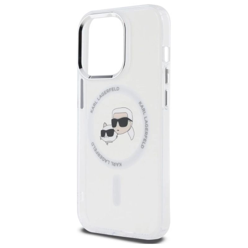 Etui Karl Lagerfeld IML Metal Karl & Choupette Head MagSafe na iPhone 14 Pro Max - białe - obrazek 6