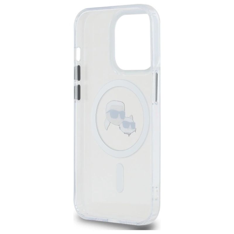 Etui Karl Lagerfeld IML Metal Karl & Choupette Head MagSafe na iPhone 14 Pro Max - białe - obrazek 7