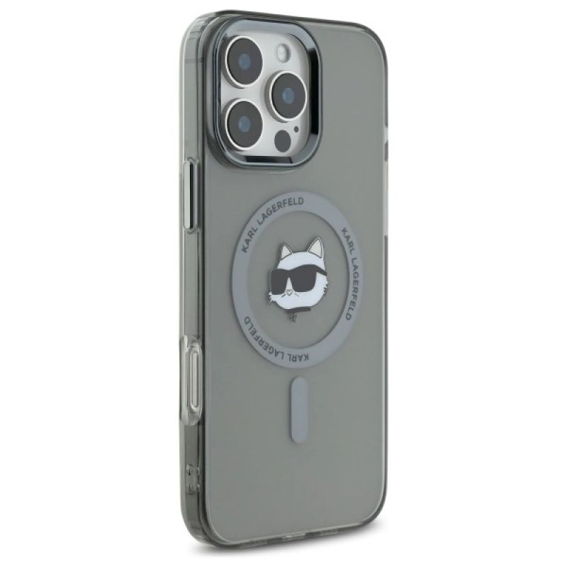 Etui Karl Lagerfeld IML Metal Choupette Head MagSafe na iPhone 16 Pro - czarne - obrazek 4