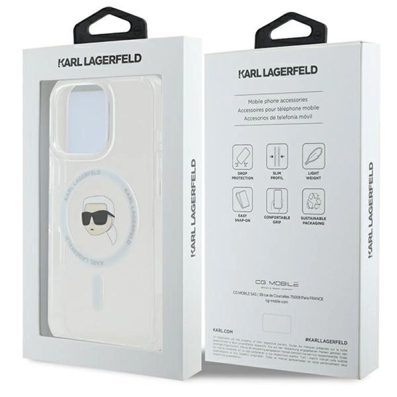 Etui Karl Lagerfeld IML Metal Karl Head MagSafe na iPhone 16 Pro - białe - obrazek 8