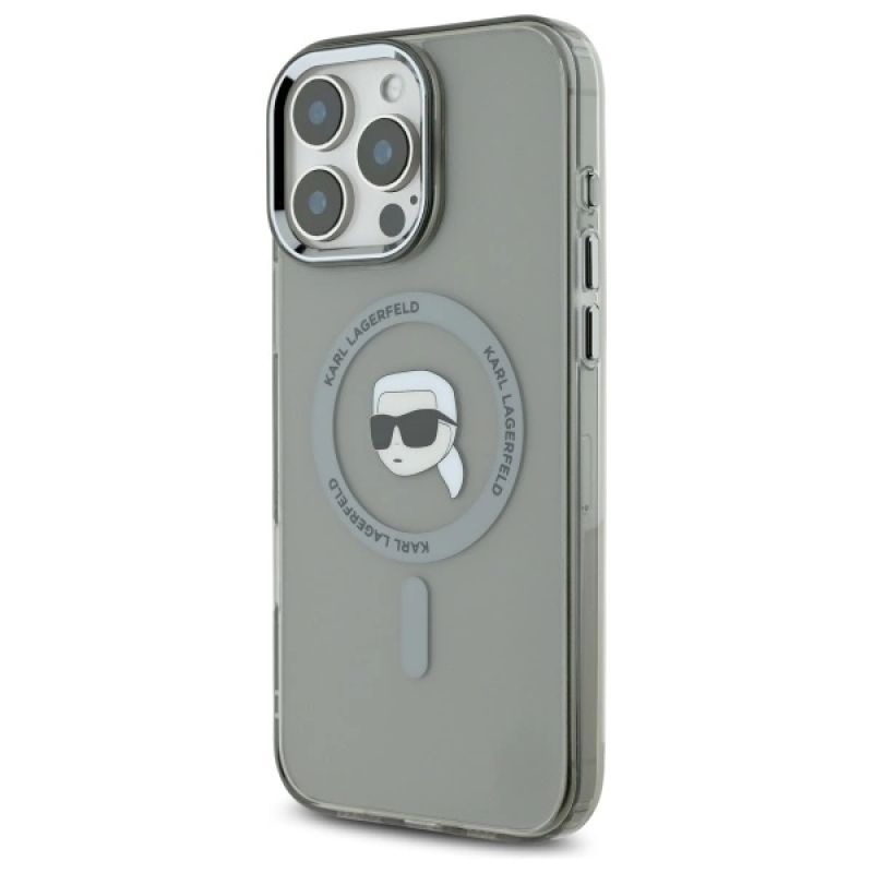 Etui Karl Lagerfeld IML Metal Karl Head MagSafe na iPhone 16 Pro - czarne - obrazek 2