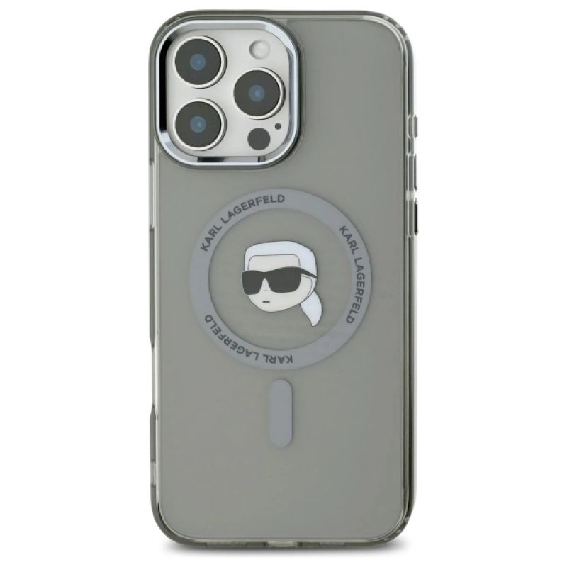 Etui Karl Lagerfeld IML Metal Karl Head MagSafe na iPhone 16 Pro - czarne - obrazek 3