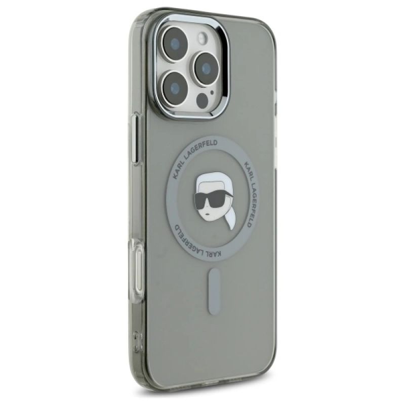 Etui Karl Lagerfeld IML Metal Karl Head MagSafe na iPhone 16 Pro - czarne - obrazek 4
