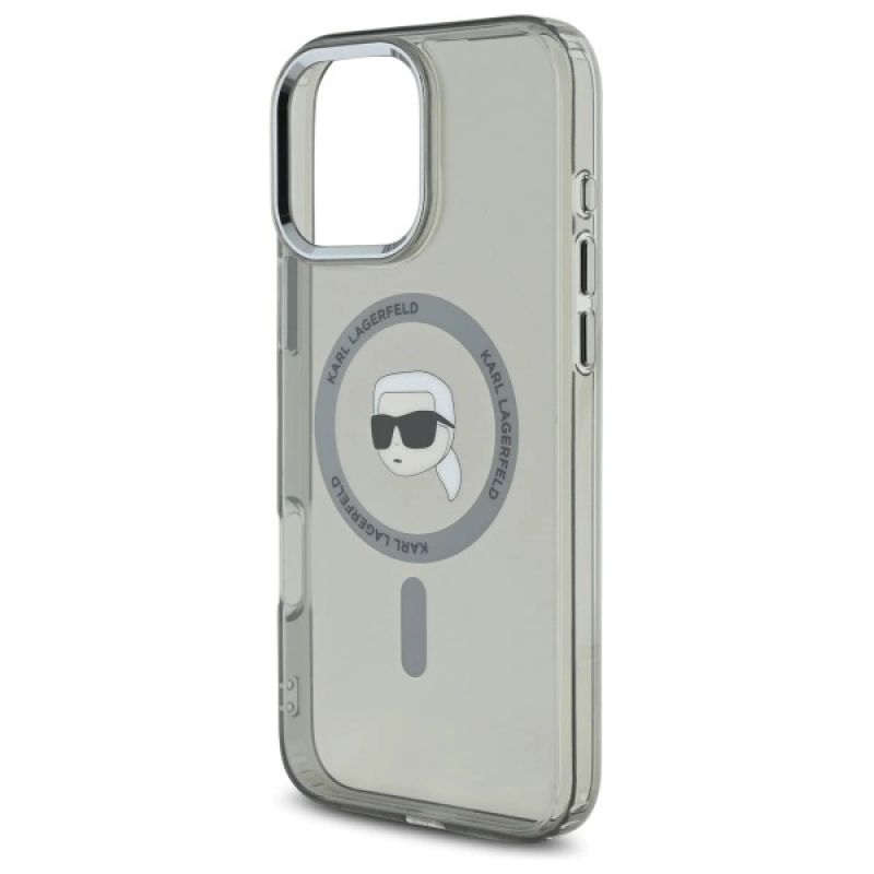 Etui Karl Lagerfeld IML Metal Karl Head MagSafe na iPhone 16 Pro - czarne - obrazek 6