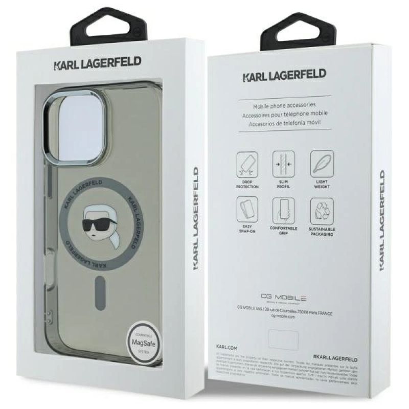 Etui Karl Lagerfeld IML Metal Karl Head MagSafe na iPhone 16 Pro - czarne - obrazek 8
