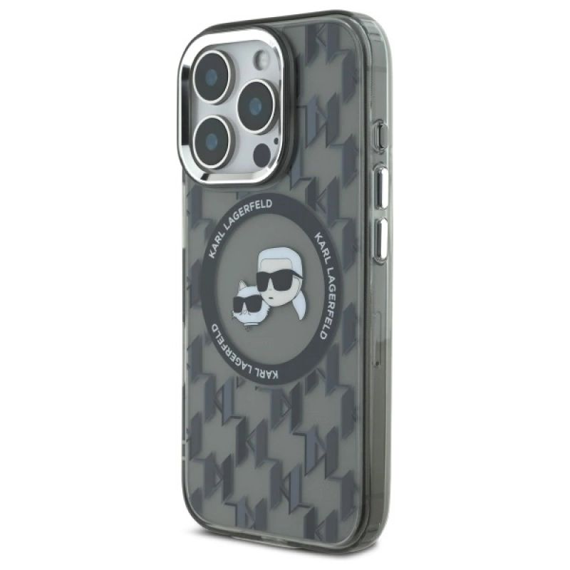 Etui Karl Lagerfeld IML Monogram Karl & Choupette Head MagSafe na iPhone 16 Pro - czarne - obrazek 2