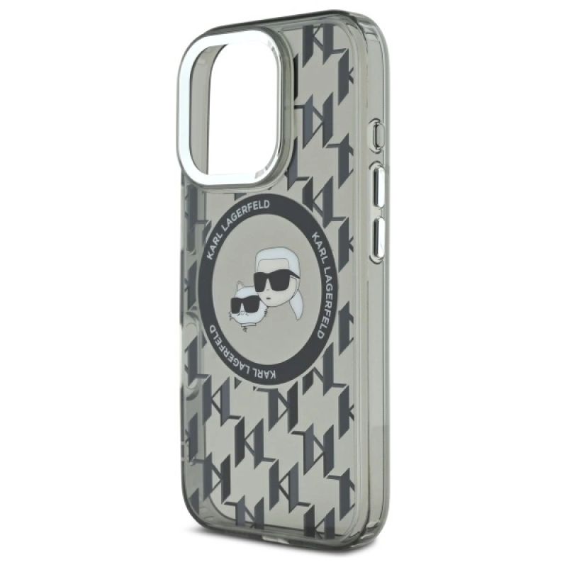 Etui Karl Lagerfeld IML Monogram Karl & Choupette Head MagSafe na iPhone 16 Pro - czarne - obrazek 6