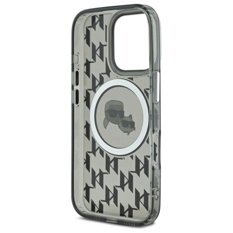Etui Karl Lagerfeld IML Monogram Karl & Choupette Head MagSafe na iPhone 16 Pro - czarne - obrazek 7