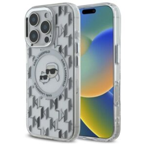 Etui Karl Lagerfeld IML Monogram Karl & Choupette Head MagSafe na iPhone 16 Pro - przezroczyste