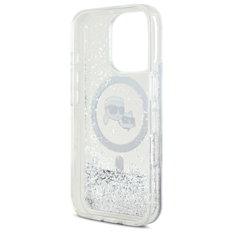 Etui Karl Lagerfeld Liquid Glitter Karl & Choupette Head Magsafe na iPhone 16 Pro - przezroczyste - obrazek 7