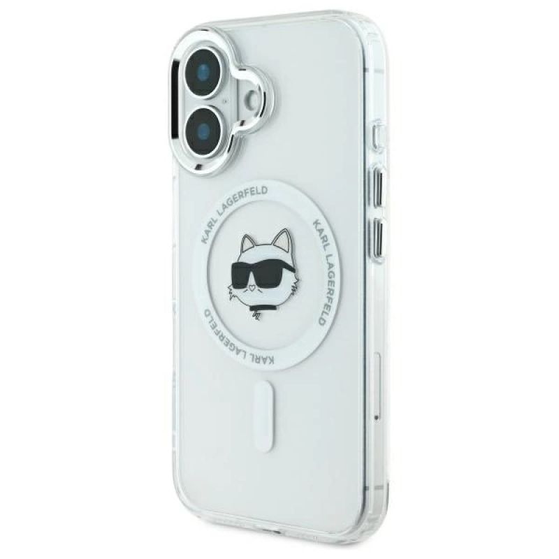 Etui Karl Lagerfeld IML Metal Choupette Head MagSafe na iPhone 16 Plus - białye - obrazek 2