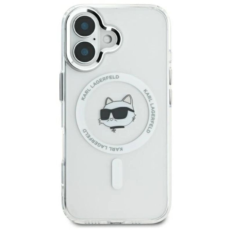 Etui Karl Lagerfeld IML Metal Choupette Head MagSafe na iPhone 16 Plus - białye - obrazek 3
