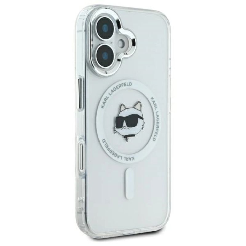 Etui Karl Lagerfeld IML Metal Choupette Head MagSafe na iPhone 16 Plus - białye - obrazek 4