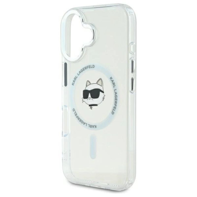 Etui Karl Lagerfeld IML Metal Choupette Head MagSafe na iPhone 16 Plus - białye - obrazek 6