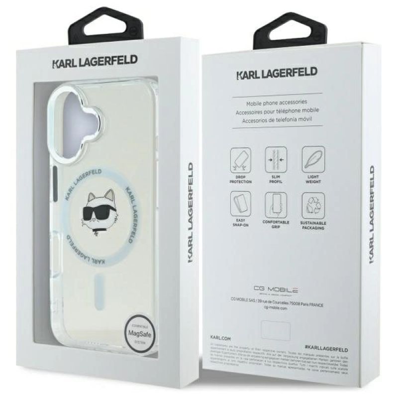 Etui Karl Lagerfeld IML Metal Choupette Head MagSafe na iPhone 16 Plus - białye - obrazek 8