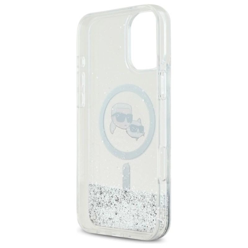 Etui Karl Lagerfeld Liquid Glitter Karl & Choupette Head Magsafe na iPhone 16 Plus - przezroczyste - obrazek 7