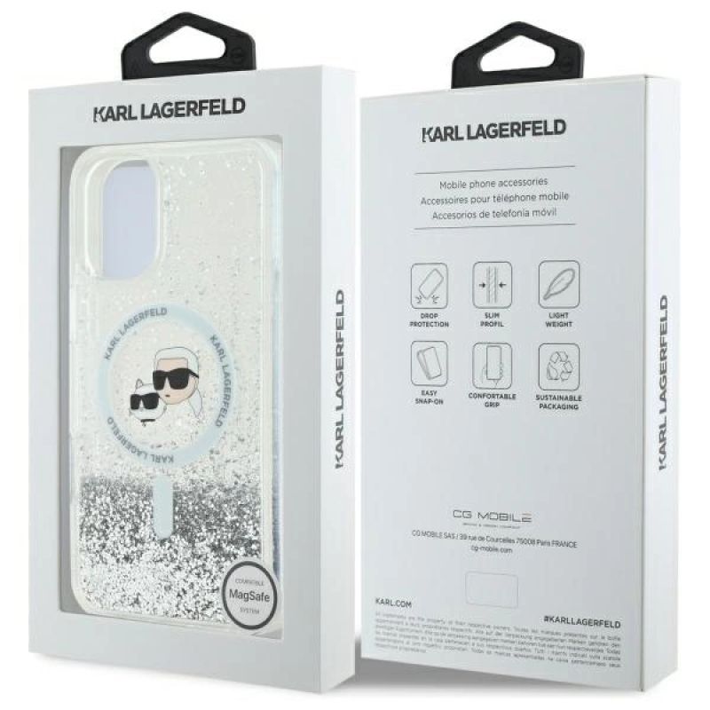 Etui Karl Lagerfeld Liquid Glitter Karl & Choupette Head Magsafe na iPhone 16 Plus - przezroczyste - obrazek 8
