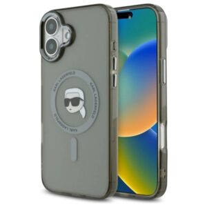 Etui Karl Lagerfeld IML Metal Karl Head MagSafe na iPhone 16 - czarne