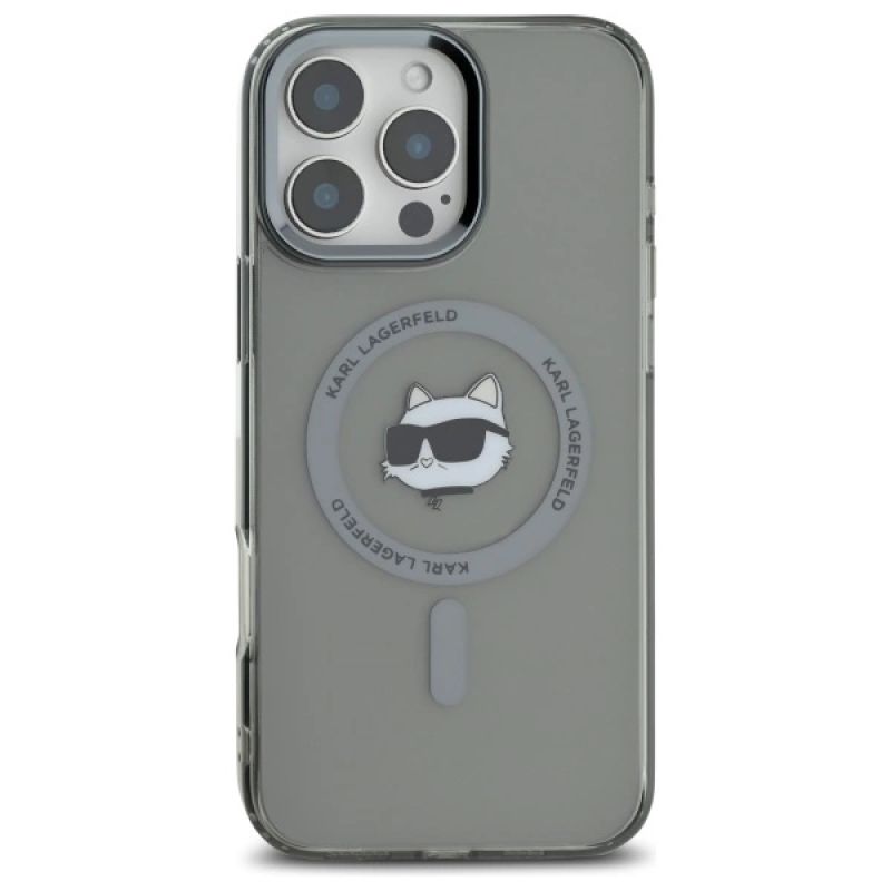 Etui Karl Lagerfeld IML Metal Choupette Head MagSafe na iPhone 16 Pro Max - czarne - obrazek 3