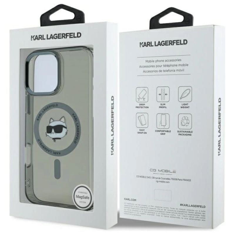 Etui Karl Lagerfeld IML Metal Choupette Head MagSafe na iPhone 16 Pro Max - czarne - obrazek 8